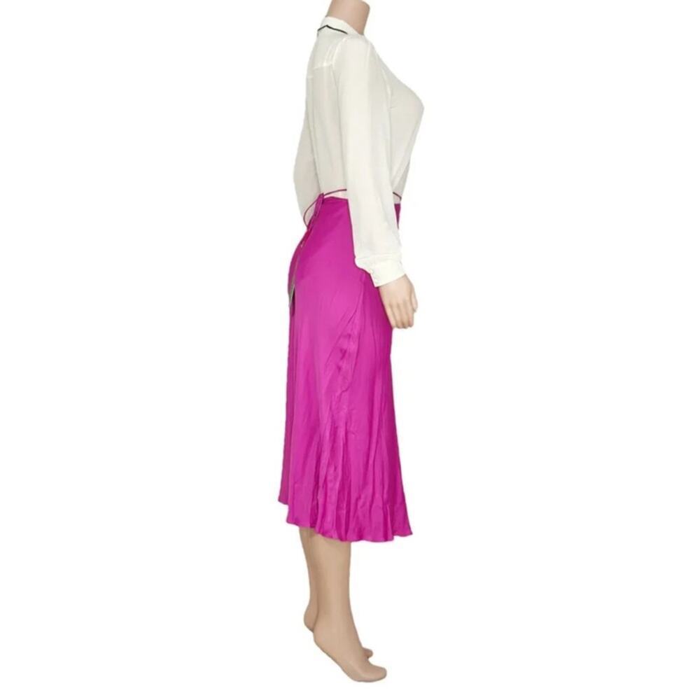 FARM Rio Fuschia satin Midi length 
strap-detail satin-finish midi skirt - Picture 10 of 14